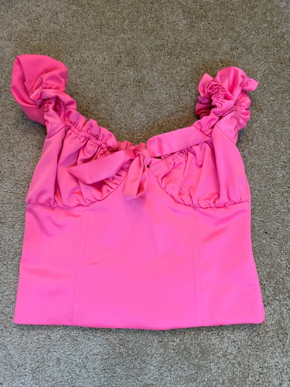 I.AM.GIA Naomi Top Hot Pink Ruffle Tie-Front Crop Top Size Small - Picture 2 of 8